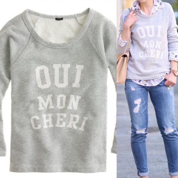 J. CREW ‘Oui Mon Cheri’ Sweatshirt Sz S - Picture 1 of 11